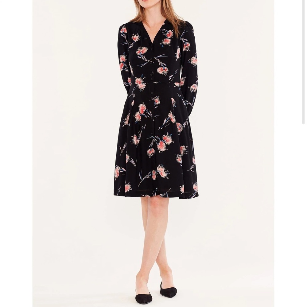 NEW Emily & Fin Black Pom Pom Floral Stephy Dress Pockets Size Small